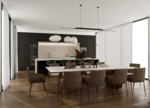 Sleek Dark Wood Veneer Cabinets for Elegant Kitchens