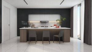 Matte Black Cabinets with Hidden Pull-Out Drawers