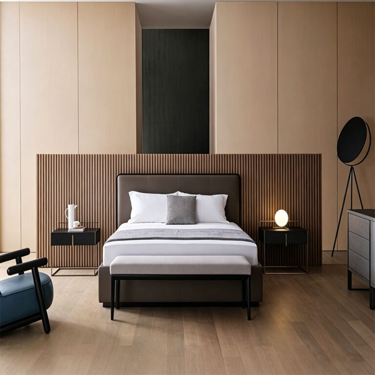 Fluted Wall Panel and Hidden Door Cabinet System - custom bedroom wardrobe by Kojoon