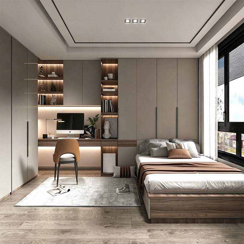 Custom Cream Style Bedroom Wardrobe and Desk Cabinet - custom bedroom wardrobe by Kojoon