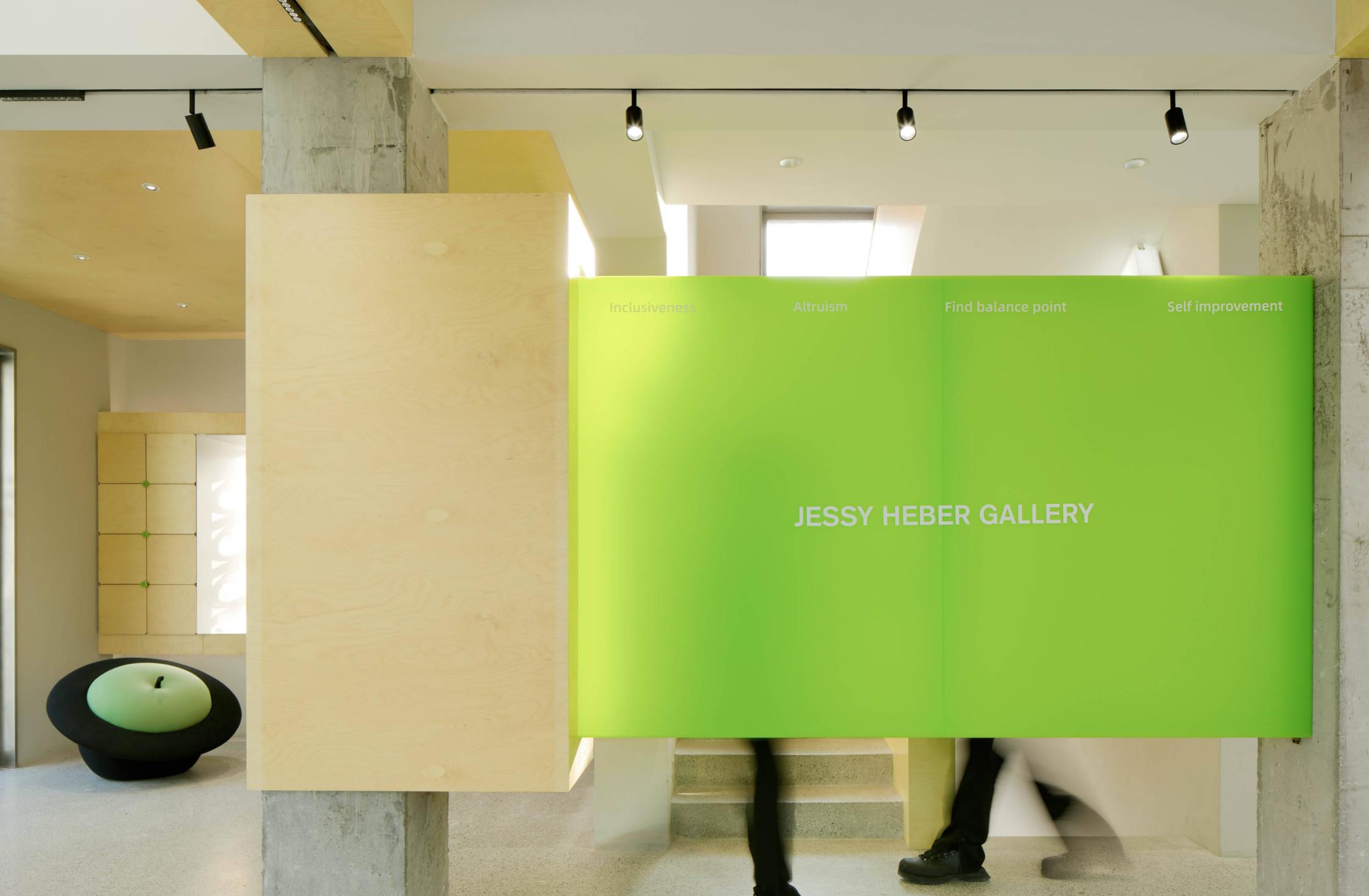 School activity room with green wall panel, custom counter and durable flooring