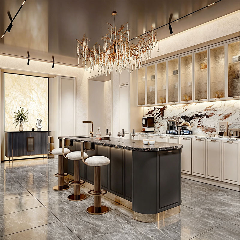 High-Gloss Gray Modern Kitchen Cabinet System - custom kitchen cabinets by Kojoon