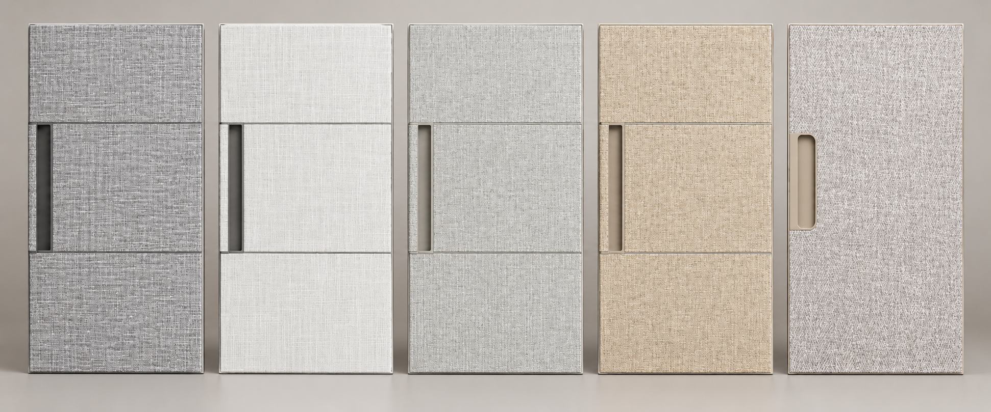 Fabric wardrobe door finish samples